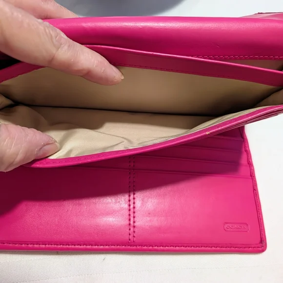 Coach Alexandra Slim Envelope Pink Signature Wallet Canvas And Leather - Picture 12 of 17